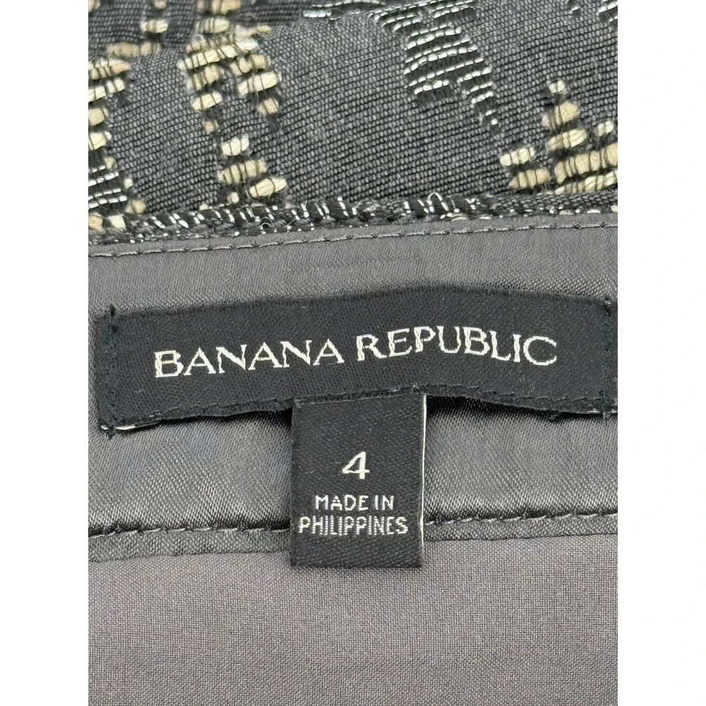 Banana‎ Republic Womens Charcoal Silver Jacquard Tie Waist Pencil Skirt Sz 4
